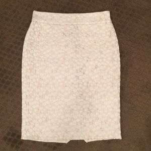 J Crew cream with gold pencil skirt